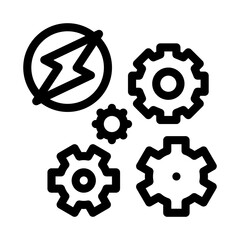 electro car lightning and gears icon vector. electro car lightning and gears sign. isolated contour symbol illustration