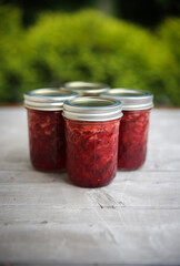 Four Jars of Homemade Strawberry Jam