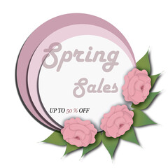 Illustration floral background for spring sales with beautiful flowers and nice frame.