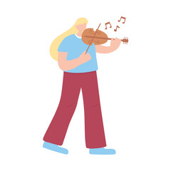 woman playing violin musical instrument isolated icon white background