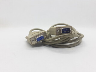 Electronic Connector Cable in White Isolated Background