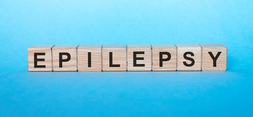 EPILEPSY word on blue background. epilepsy cube concept