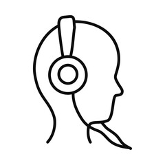 profile head with headphones icon, line style