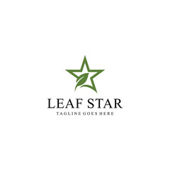 Abstract star with leaf sign logo design Illustration