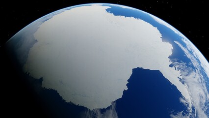 South Pole from space 3d render © Aleksandr