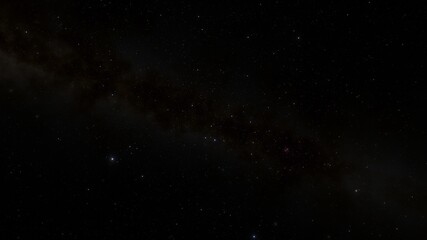 Universe filled with stars. Cosmic landscape, beautiful science fiction wallpaper with endless deep space. 3D render