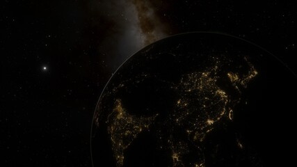 Universe filled with stars. Cosmic landscape, beautiful science fiction wallpaper with endless deep space. 3D render