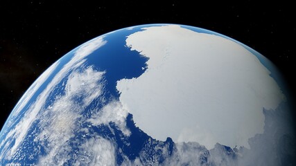 South Pole from space 3d render © Aleksandr