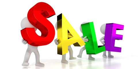 Sale - colorful letters - 3D illustration