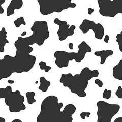 Seamless black and white cow pattern. Can be used for wallpaper, pattern fills, web page background, surface textures. Vector 