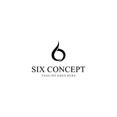 Creative beauty modern minimalist number six sign logo design vector