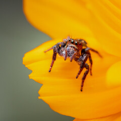 Photo of a Jumping spider on a flower petal
