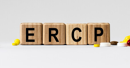 cubes with the word ERCP on them. Care concept.