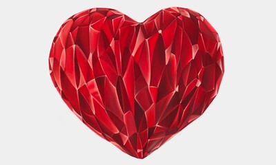 Red heart painting isolate on white background