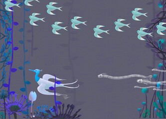 fantasy bird in nature