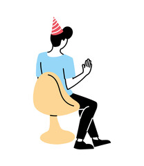 man sitting with hat vector design