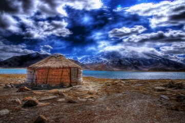 Yurt at Karakul Lake Karakorum Highway Xinjiang China