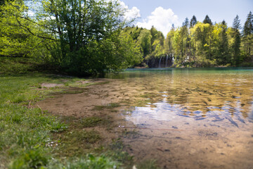 Waterfall, lake and fishs