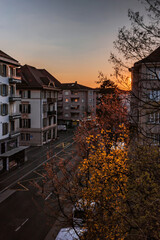 Sunset in the city of Lausanne