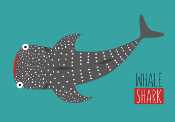 Illustration of the Whale shark on the isolated background