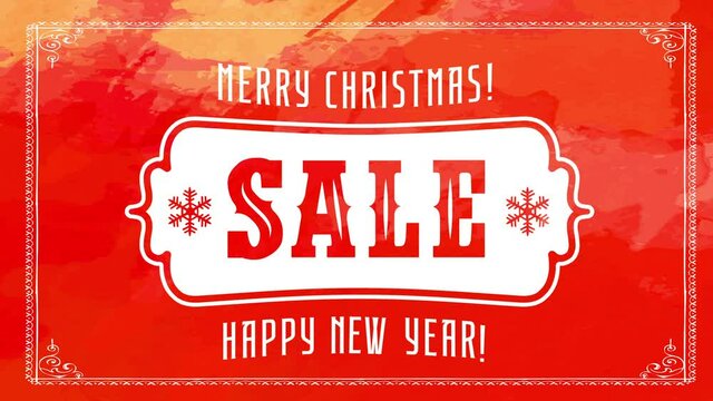 christmas and new years winter season sale with wild west icon over red watercolor background