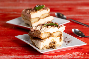 portion of tiramisu