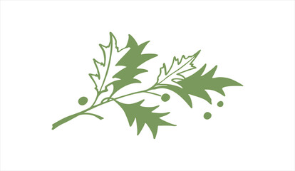 Oak leaf. Branch of maple oak tree in doodle style.