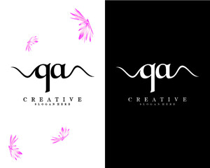 qa, aq creative script letter logo design vector