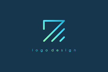 Abstract Initial Letter Z Logo. Blue Light Square Geometric Line Style isolated on Blue Background. Usable for Business and Branding Logos. Flat Vector Logo Design Template Element.