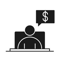 businessman in video laptop money business management developing successful silhouette style icon