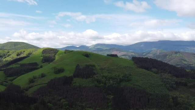 view of the mountain of idiazabal from a drone