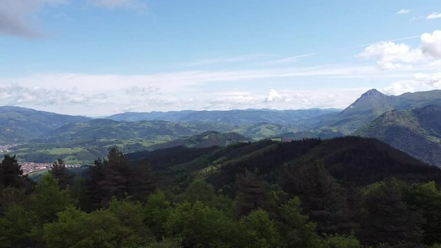 view of the mountain of idiazabal from a drone