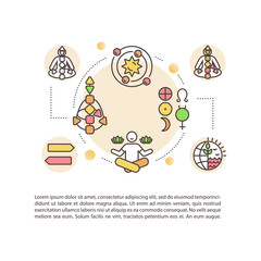 Spiritual knowledge concept icon with text. Religious experience. Personal development. PPT page vector template. Brochure, magazine, booklet design element with linear illustrations