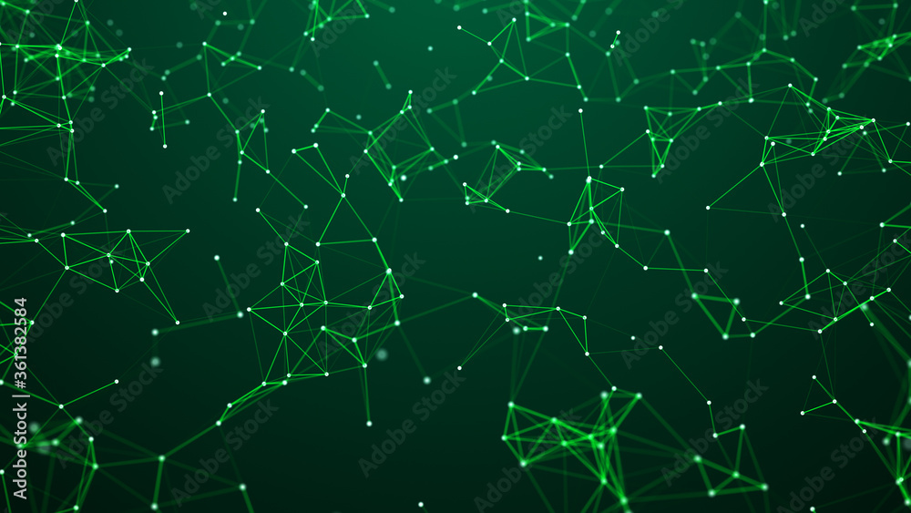 Poster digital plexus of glowing lines and dots. abstract background. 3d rendering. network or connection. 