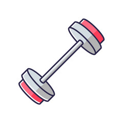 Barbell RGB color icon. Health club, gym equipment for intense strongman training. Bodybuilding, powerlifting. Bar with weight plates isolated vector illustration