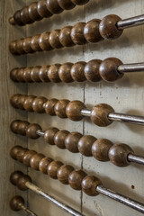 old wooden abacus and calculator