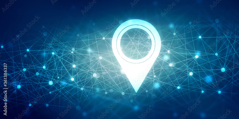 Poster 2d rendering red map pointer