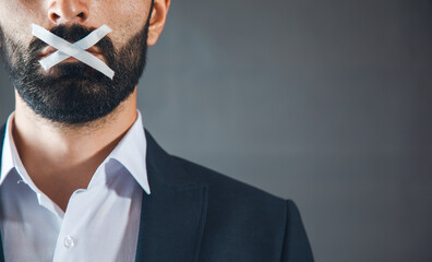 man closed mouth