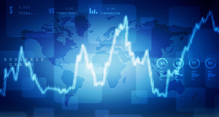2d rendering Stock market online business concept. business Graph 
