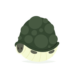 Cartoon cute turtle. Tortoise pretty character sleeping in tortoise-shell. Illustration isolated on white background. Save turtles concept. Postcard, print, placard design