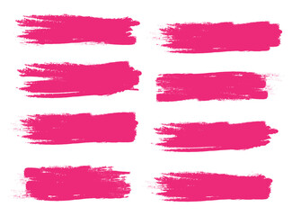 Pink brush stroke set isolated on white background. Trendy brush stroke vector for ink paint, grunge backdrop, dirt banner, watercolor design and dirty texture. Brush stroke vector