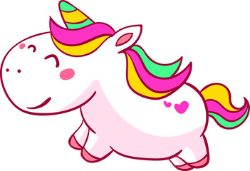 
Cute cartoon chubby funny unicorn
