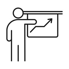 Obraz premium businessman board presentation report business management developing successful line style icon