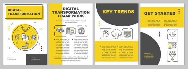 Digitalization brochure template. Achievable goal for business. Flyer, booklet, leaflet print, cover design with linear icons. Vector layouts for magazines, annual reports, advertising posters