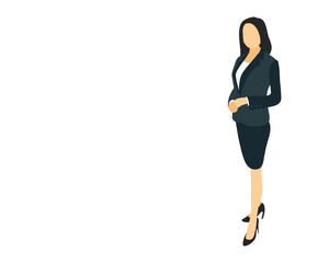 Businesswoman standing up. young women dressed in elegant office clothes. Economy, finance, stylist, office worker.