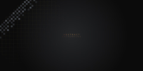Vector luxury tech background. Stack of black paper material layer with gold stripe. Arrow shape premium wallpaper