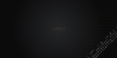 Vector luxury tech background. Stack of black paper material layer with gold stripe. Arrow shape premium wallpaper