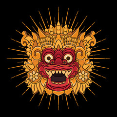 balinese barong mask vector