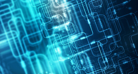 2d illustration Abstract futuristic electronic circuit technology background