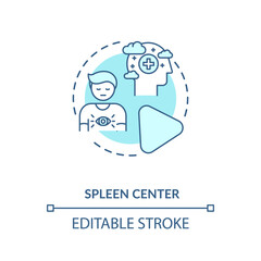 Spleen center turquoise concept icon. Immune system. Person intuition. Chakra in body system. Human design idea thin line illustration. Vector isolated outline RGB color drawing. Editable stroke